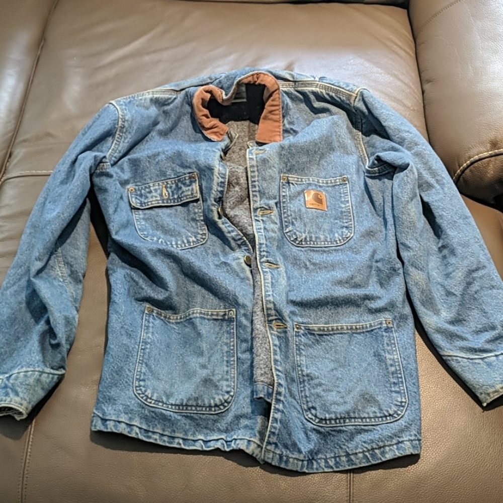 Vintage Carhartt blanket lined denim work jacket